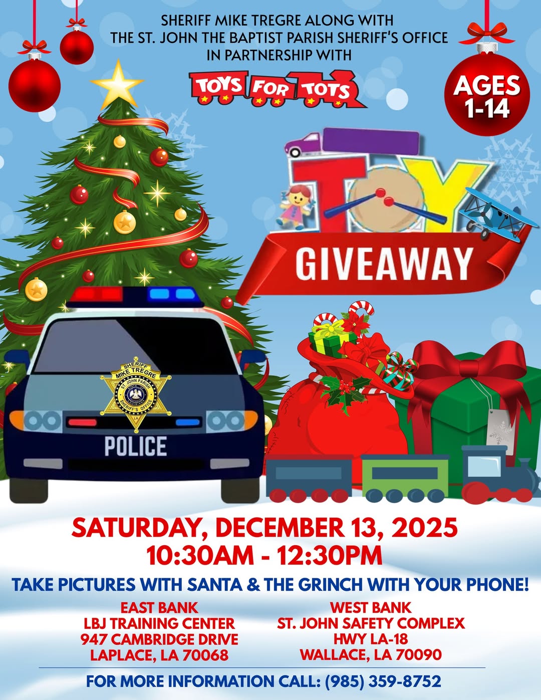 St. John the Baptist Sheriff’s Office to host Toys for Tots giveaway Dec. 13